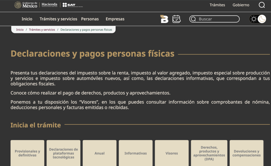 Portal del SAT para declaración anual de personas físicas